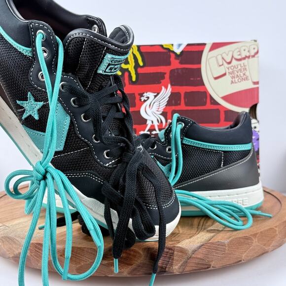 Converse x Liverpool FC Men's 8.5 Sneakers Fastbreak Pro Mid Black Teal A12785C - Picture 9 of 14